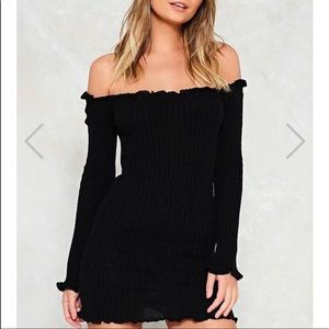 Nasty Gal ribbed off the shoulder mini dress NWOT